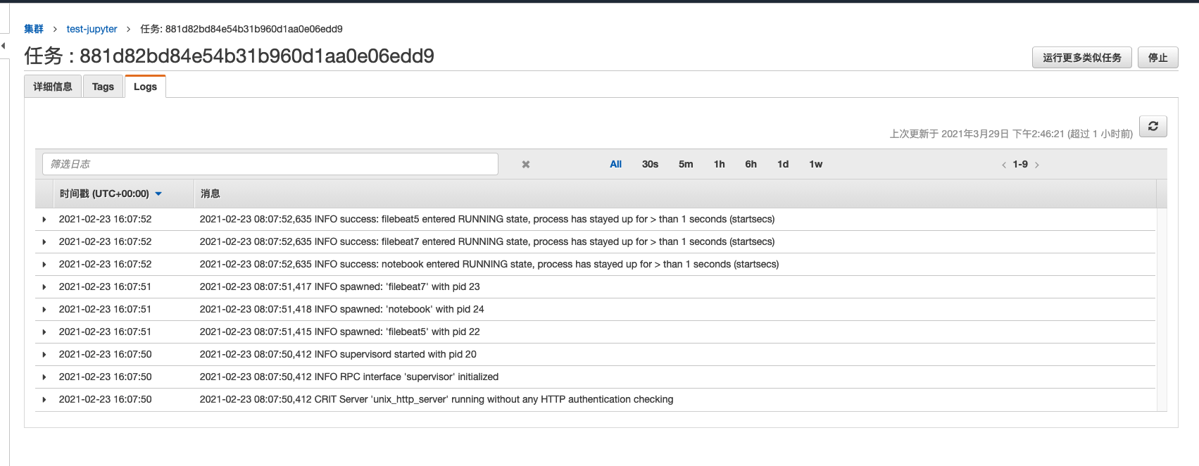 CloudWatch日志截图