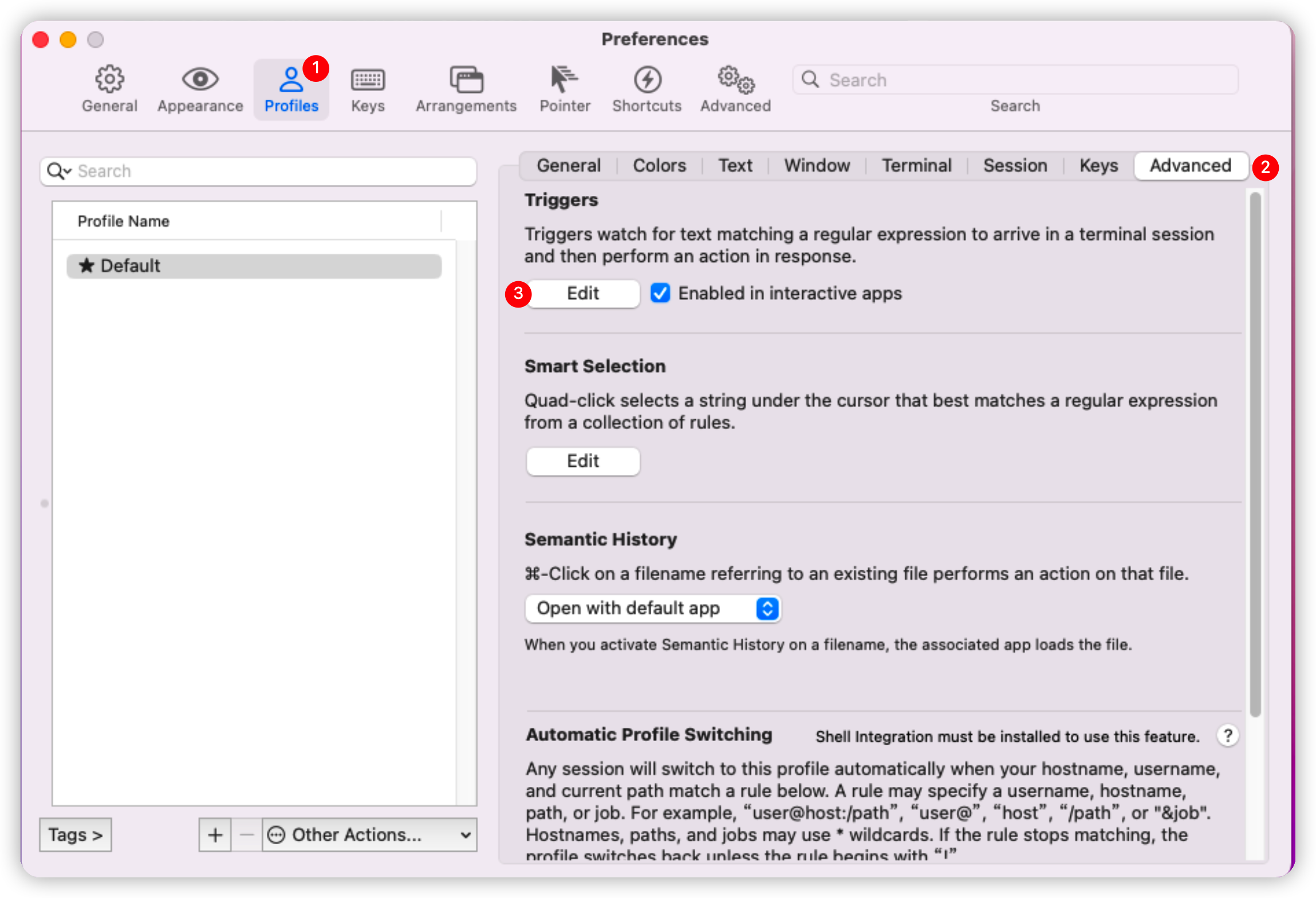 设置iTerm2触发器
