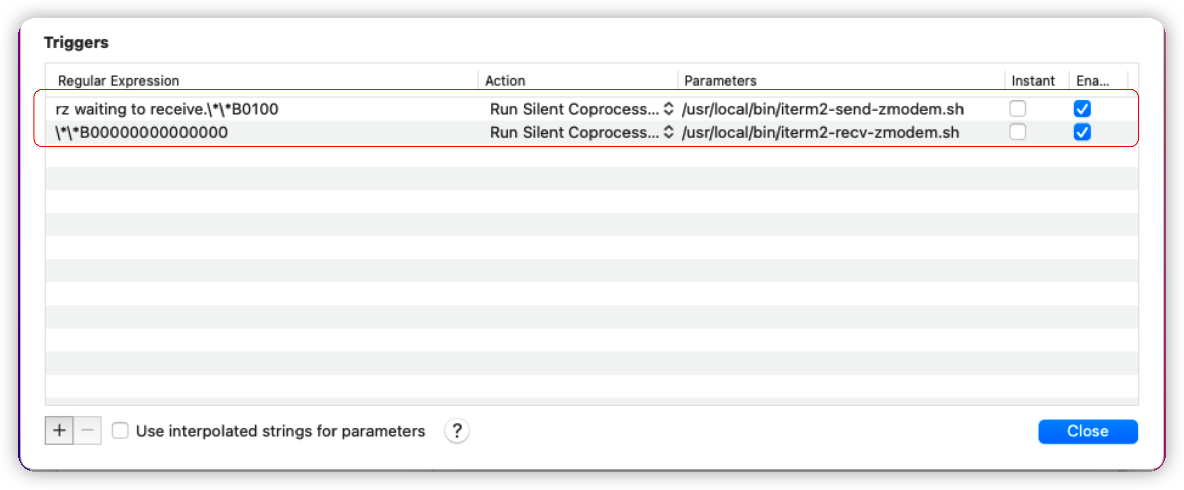 iTerm2添加触发器后