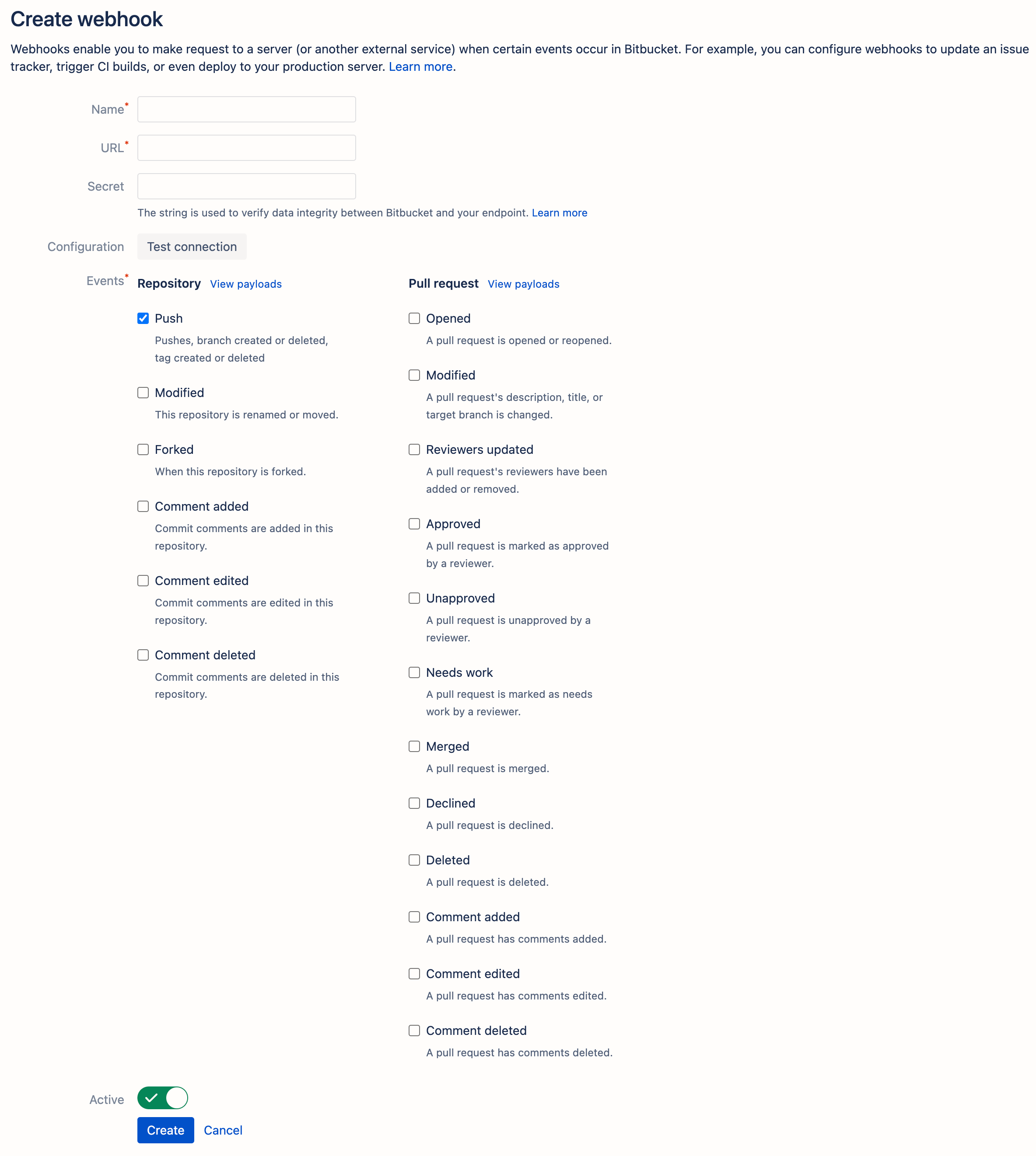 所需参数和支持的类型